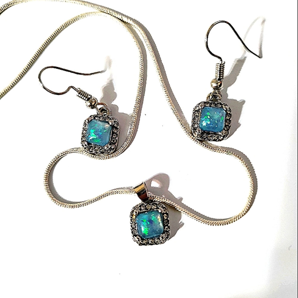 Opal Necklace and Earrings